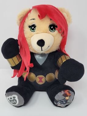Build-A-Bear Black Outfit Plush Bear with Red Hair and Green Eyes